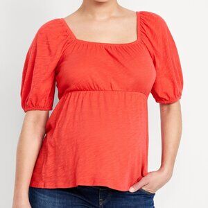 Coral Puff Sleeve Maternity Top